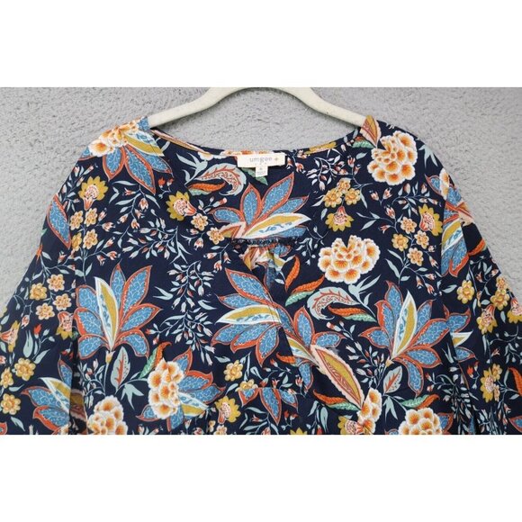 Umgee 3/4 Belled Sleeves Silky Tunic-Size XL-Dark Floral-Whimsigoth - Picture 6 of 9